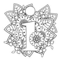 Buchstabe I mit Mehndi-Blume. dekoratives Ornament im ethnischen Orientalen vektor