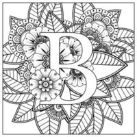 Buchstabe b mit Mehndi-Blume. dekoratives Ornament im ethnischen Orientalen vektor