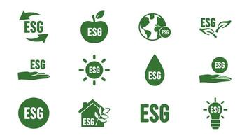 Symbol Sammlung mit Null Emissionen esg Symbol Konzept. Gewächshaus Gas Kohlenstoff Anerkennung Design Satz. schützen ökologisch Grün Vektor Glyphe. Kohlenstoff Netz Null neutral natürlich. Kohlenstoff Fußabdruck Kunst Piktogramm