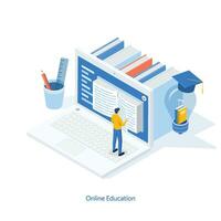 Konzept für isometrische Online-Bildung, E-Learning und Kurse für Erwachsene. Sprachdistanzschule. moderne 3D-Vektorillustration für Website, Banner-Design, Video-Tutorial, Landingpage-Vorlage vektor