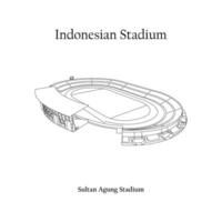grafisk design av de sultan agung stadion, bantul stad, persiba bantul Hem team. internationell fotboll stadion i indonesiska. vektor