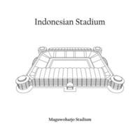 grafisk design av de maguwoharjo stadion, sleman stad, pss sleman Hem team. internationell fotboll stadion i indonesiska. vektor