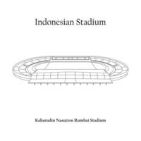 grafisk design av de kaharudin nasution rumpai stadion, pekanbaru stad, psps Riau Hem team. internationell fotboll stadion i indonesiska. vektor