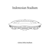 Grafik Design von das gelora Delta Stadion, Sidoarjo Stadt, Deltas Zuhause Team. International Fußball Stadion im indonesisch. vektor