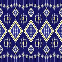 geometrisk etnisk broderi blommig mönster, skön och unik från lokal- vävd tyg. blå bakgrund, designad för plagg, bricka, Kläder, textil, matta, trasa väska. vektor
