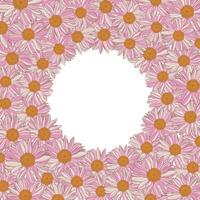 fyrkant ram med runda Centrum från vit-rosa-gul daisy på vit bakgrund. vektor illustration element med kopia Plats för hälsning kort, inbjudningar, bröllop, födelsedag, förpackning design.