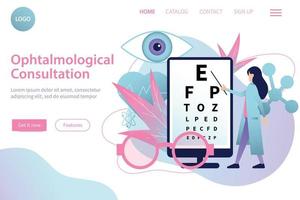 oftalmologisk konsultation platt hemsida vektor
