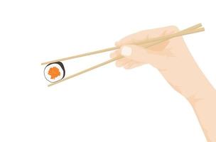 Vektor-Illustration der Hand mit Stäbchen. Sushi-Vektor vektor