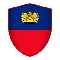 liechtenstein flagga i skydda form. vektor illustration.