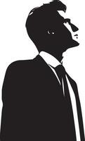 ein Geschäft Mann sieht aus oben auf das Himmel, Vektor Silhouette, schwarz Farbe, Weiß Hintergrund 5