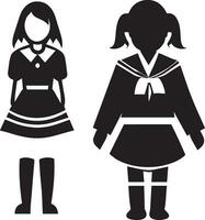 Mädchen Uniform Symbol Vektor Silhouette 5