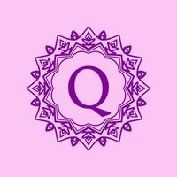 Brief q Mandala elegant kreisförmig Rand Initiale Vektor Logo Design