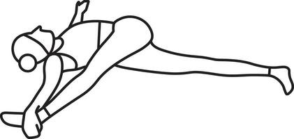enkel vektor illustration av supta padangushtahasana 3, friska livsstil, sporter, yoga asana, klotter och skiss