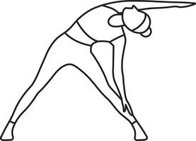 enkel vektor illustration av trikonasana, friska livsstil, sporter, yoga asana, klotter och skiss