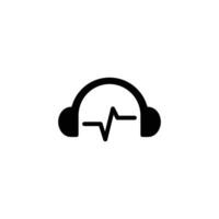 Headset Musik- Audio- Welle Logo Vorlage Design Vektor Symbol Illustration