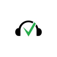 headsetet musik audio Vinka logotyp mall design vektor ikon illustration