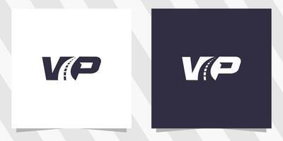 brev vp pv med väg logotyp design vektor