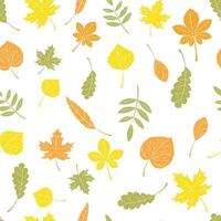 nahtloses Muster von Herbstblättern. verschiedene geäderte Blätter vektor