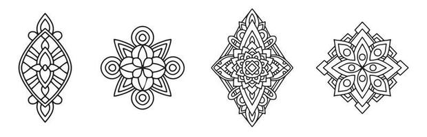 Stammes-Mandala-Set-Symbol, Umriss-Stil vektor