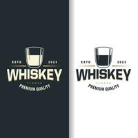 whisky logotyp, dryck märka design med gammal retro årgång prydnad illustration premie mall vektor