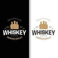 whisky logotyp, dryck märka design med gammal retro årgång prydnad illustration premie mall vektor