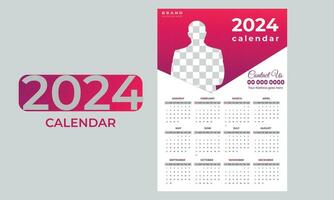 Kalender Jahr 2024, Sonntag beginnt auf Sonntag. einfach Kalender Layout. Schreibtisch Planer Vorlage mit 12 Monate. jährlich Tagebuch. Vektor Illustration kostenlos Vektor