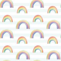 sömlös färgrik regnbåge mönster. vattenfärg regnbågar vektor bakgrund i pastell färger