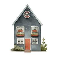scandinavian vektor hus. söt vattenfärg Hem. europeisk byggnad. barnslig vektor illustration