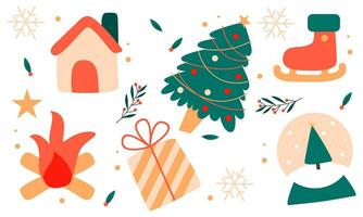 Weihnachten Sammlung von dekorativ Winter Elemente vektor