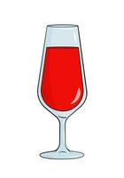 glas fylld med röd vin. tecknad serie. vektor illustration