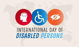internationell dag av Inaktiverad personer är berömd varje år på december 3. värld funktionshinder dag. vektor mall för baner, hälsning kort, affisch med bakgrund. vektor illustration.