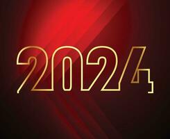 2024 Lycklig ny år Semester abstrakt guld grafisk design vektor logotyp symbol illustration med röd bakgrund