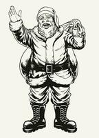 Jahrgang Hand gezeichnet Santa claus Illustration tragen groß Sack von Geschenk vektor