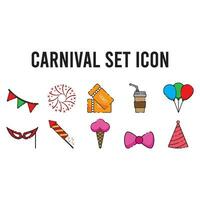 karneval uppsättning ikon vektor