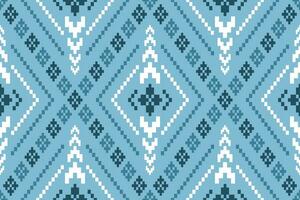 Indigo Marine Blau geometrisch traditionell ethnisch Muster Ikat nahtlos Muster Rand abstrakt Design zum Stoff drucken Stoff Kleid Teppich Vorhänge und Sarong aztekisch afrikanisch indisch indonesisch vektor