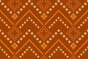 Orange Jahrgänge Kreuz Stich traditionell ethnisch Muster Paisley Blume Ikat Hintergrund abstrakt aztekisch afrikanisch indonesisch indisch nahtlos Muster zum Stoff drucken Stoff Kleid Teppich Vorhänge und Sarong vektor