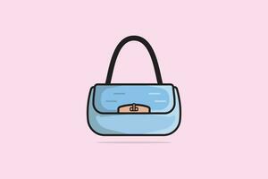 modern Designer Damen Handtasche Vektor Illustration. Schönheit Mode Objekte Symbol Konzept. Mädchen Mode Geldbörse Vektor Design isoliert auf Rosa Hintergrund.