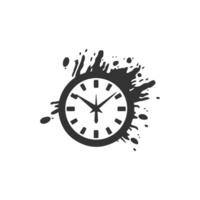 Logo von Uhr Symbol Vektor Silhouette isoliert Design Zeit Konzept mit Wasser Tropfen