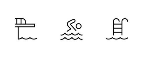 Schwimmen Symbole, Schwimmbad Symbol, Vektor editierbar Schlaganfall Gliederung Symbol isoliert auf Weiß Hintergrund eben Vektor Illustration.