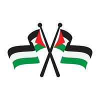 wellig gekreuzt Flagge von Palästina mit Pole Symbol eben Vektor Illustration Design