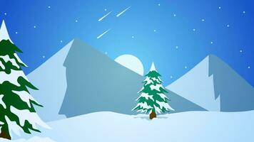 snöig berg landskap vektor illustration. landskap av snö täckt berg i vinter- säsong. vinter- berg panorama för illustration, bakgrund eller tapet