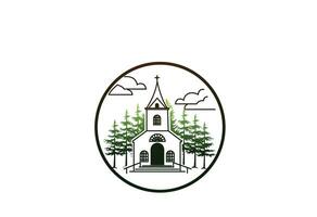 Kirche Logo Vektor mit Bäume