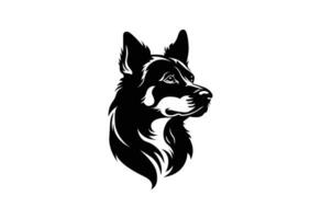 svart silhuett hund logotyp vektor