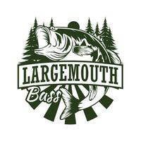 largemouth bas logotyp design mall vektor