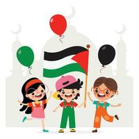 Karikatur Kinder mit Palästina Flagge vektor