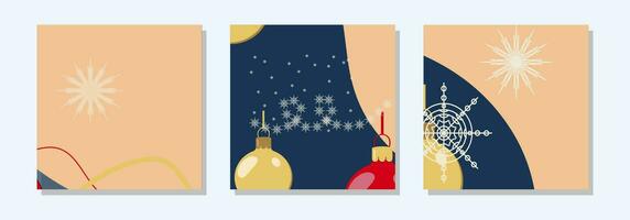 Platz Winter Post Vorlagen zum Sozial Netzwerke. Weihnachten Bälle abstrakt Hintergrund. Weihnachten Winter Thema. Banner Design. Vektor Illustration.