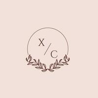 xc Initiale Monogramm Hochzeit mit kreativ Kreis Linie vektor