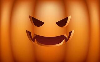 ein unheimlich und festlich Halloween Illustration mit ein Kürbis mit ein unheimlich Gesicht gegen ein Orange Hintergrund. nicht ai generiert. vektor