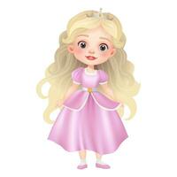 3d illustration av en söt prinsessa docka med en skön klänning, krona, och skön ansikte. magisk prinsessa, perfekt för fe- berättelse teman. de karaktär är isolerat inte ai genererad. vektor