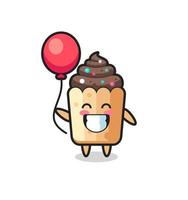Cupcake-Maskottchen-Illustration spielt Ballon vektor